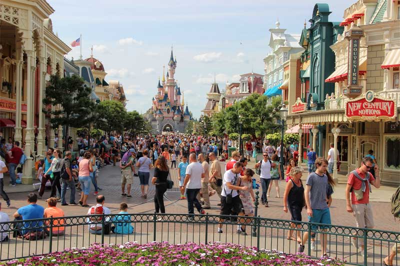 Main street Disneyland Paris with Sleeping Beauty's Caste at one end 